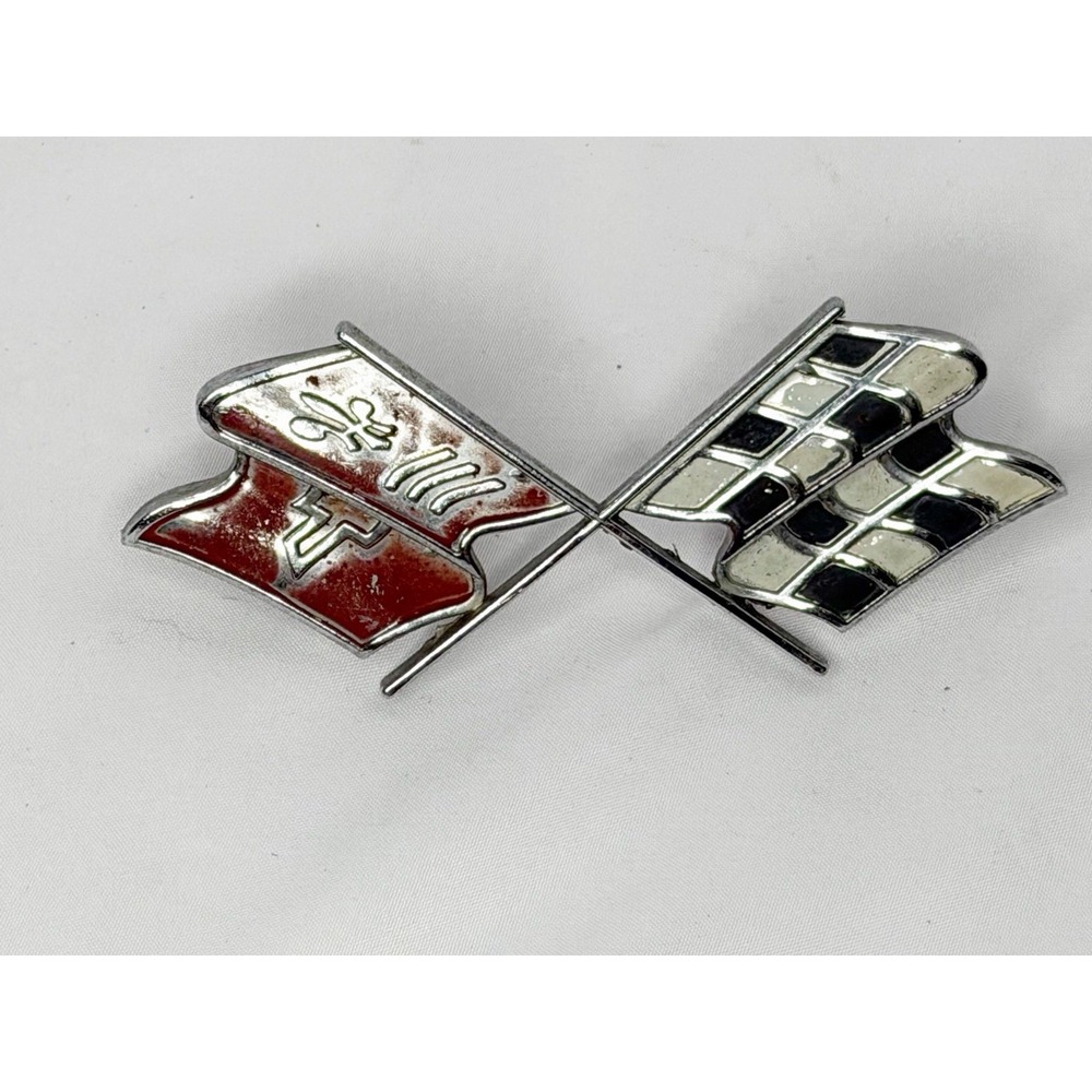 Vintage Corvette 1968-1982 C3 Fuel Door Crossed Flags Emblem GM 3954546